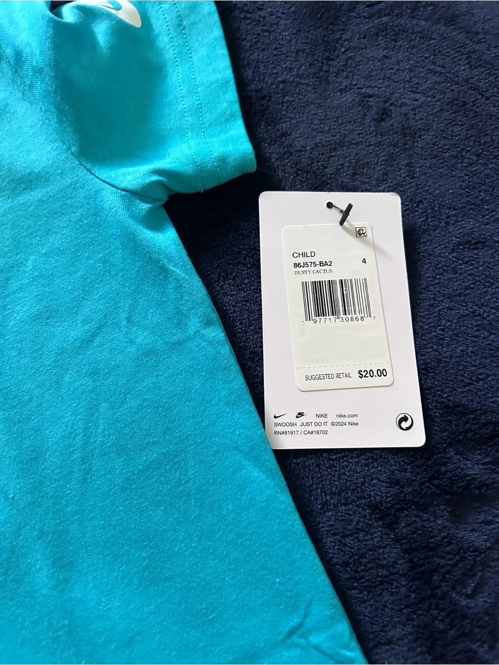 Nike Teal Short-Sleeve Logo Tee for Kids